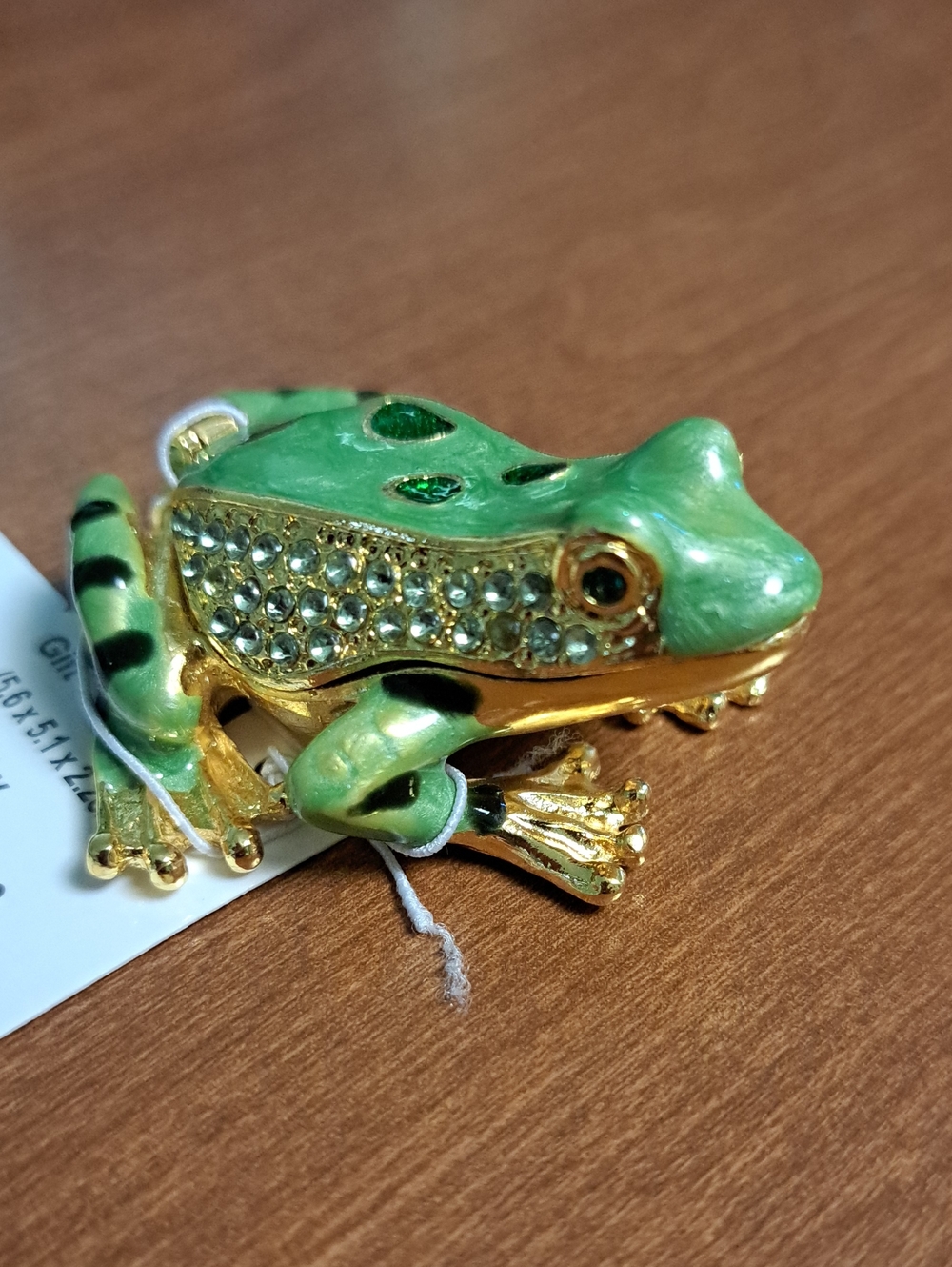 Hobby Lobby Green and Gold Crystal Frog Trinket Box